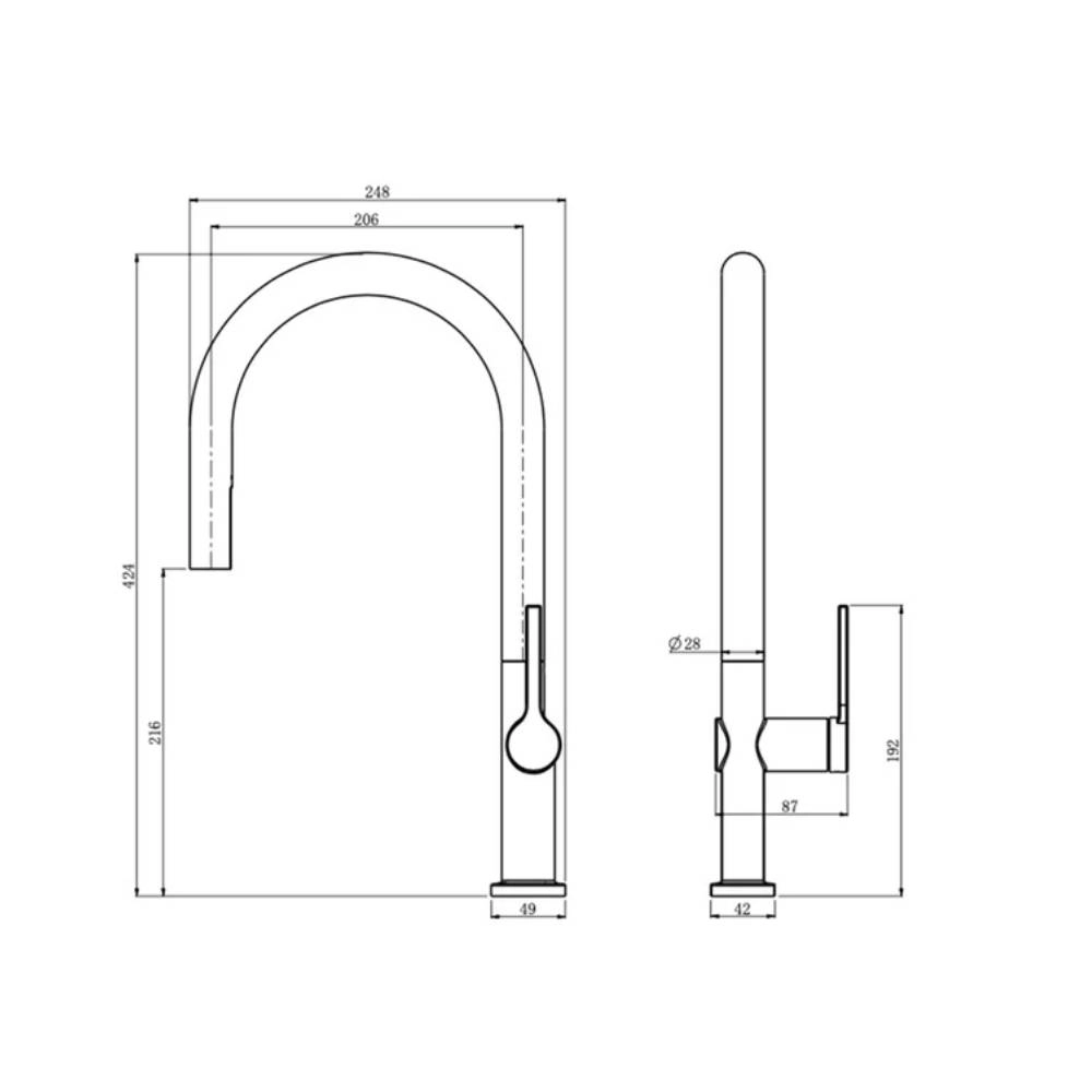 Misturador G Monocomando Movel Extensível Santa Marta Dourado