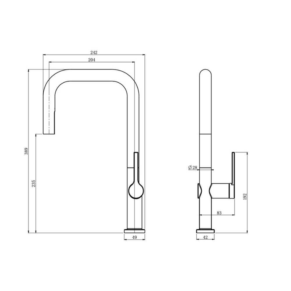 Misturador Movel G Monocomando Extensível Doha Aço Escovado
