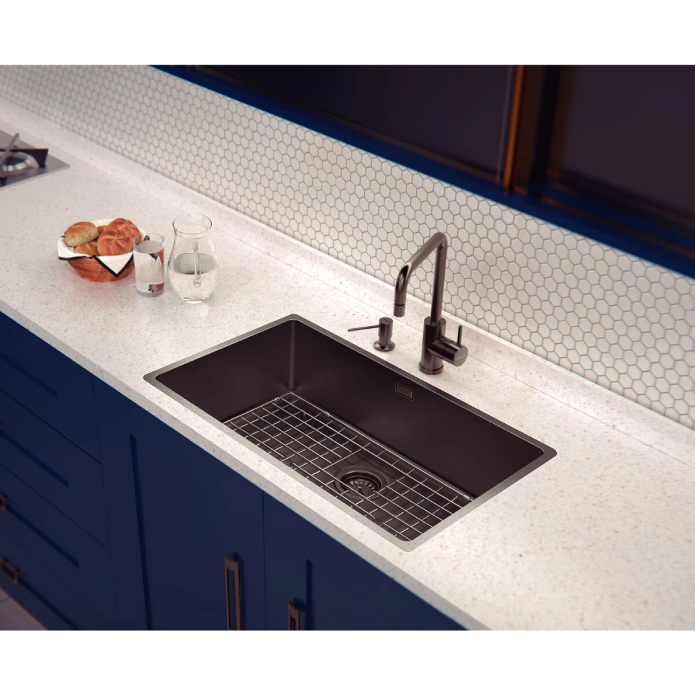 Monocomando Tramontina Angolare em Aço Inox com Bica Articulada e revestimento PVD Black