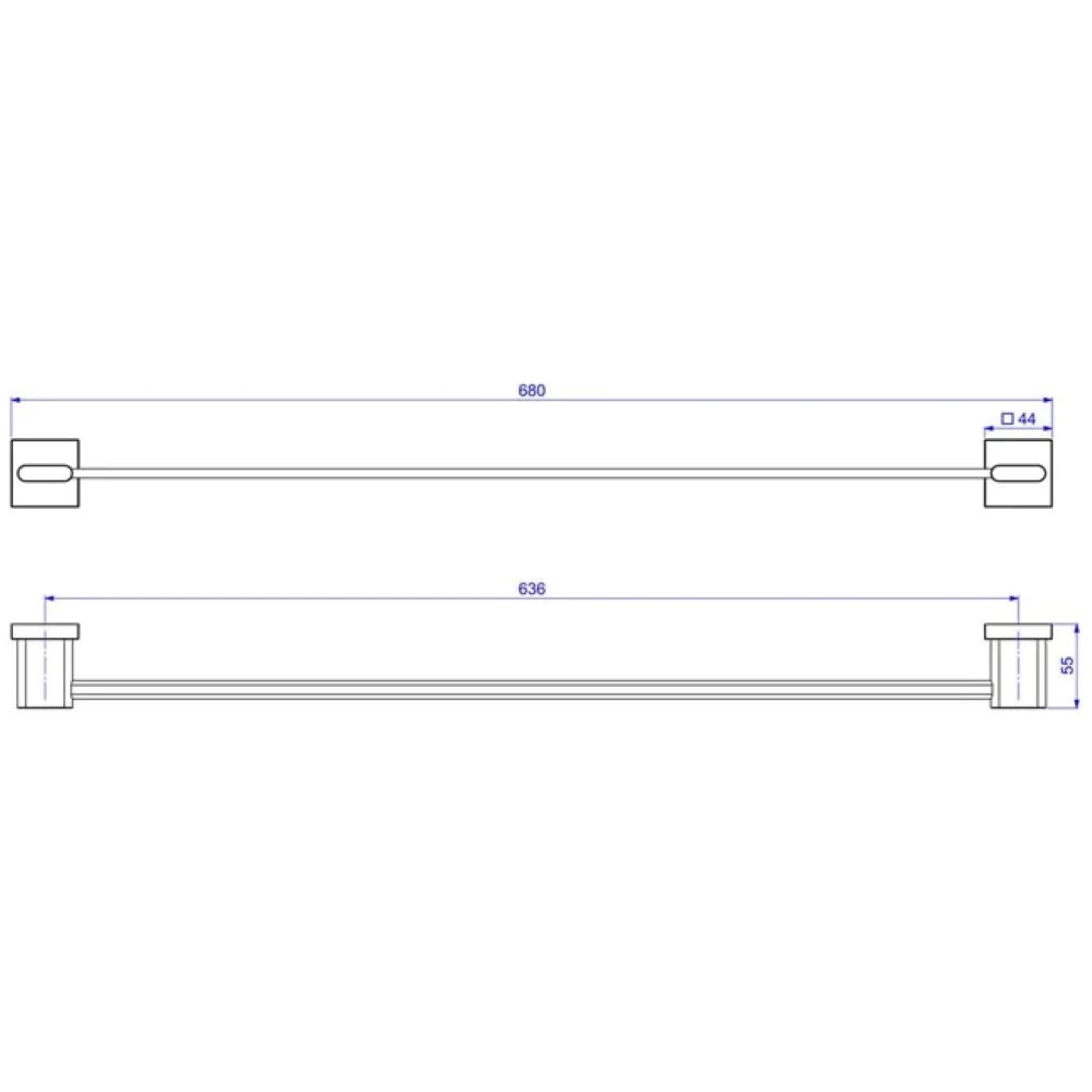 Porta Toalha Barra Polo 60Cm Black Noir Deca Polo 2040.BL33.060.NO