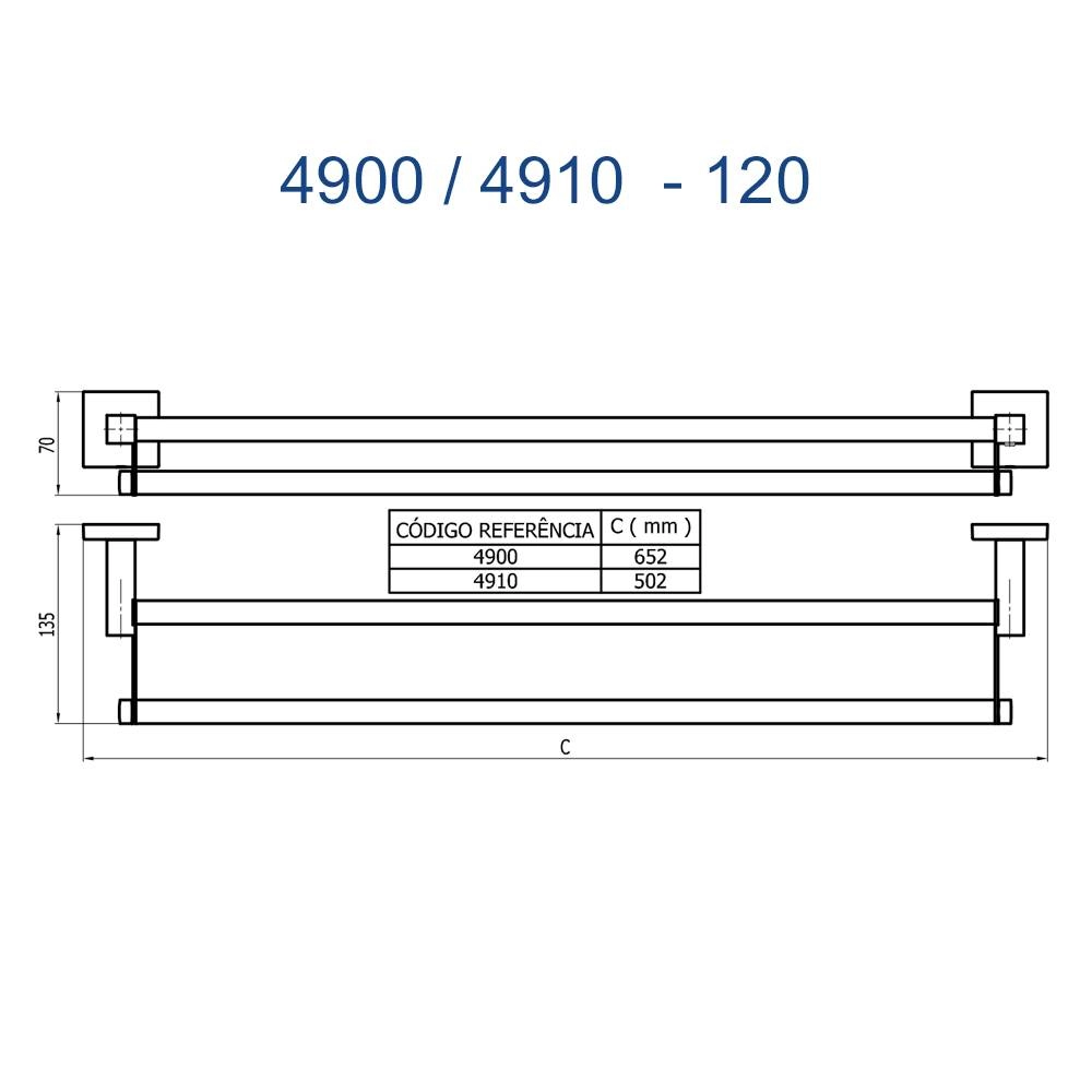 Porta-Toalha Duplo Longo Versata Fani 4900 C120 