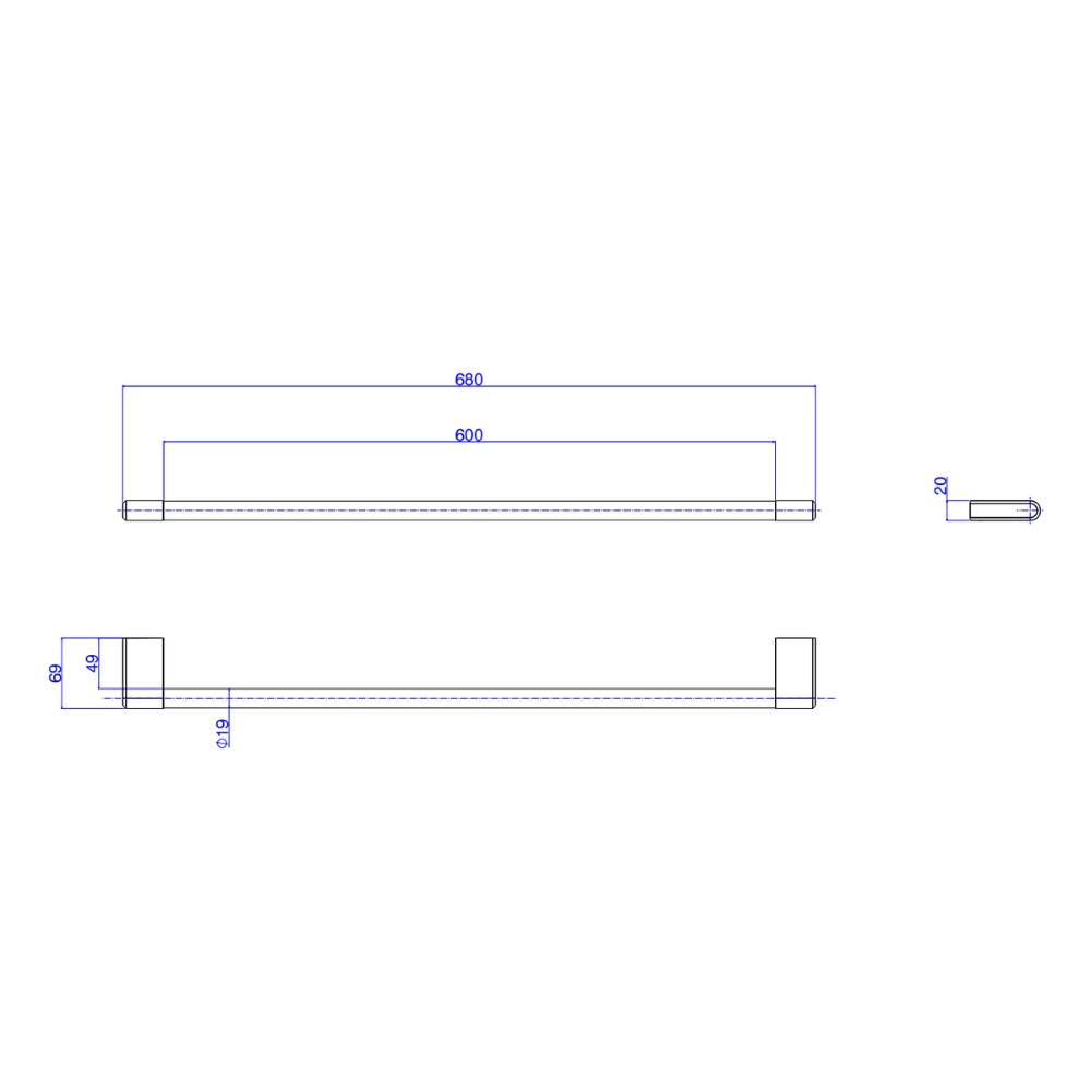 Porta Toalhas Barra 60cm Deca 2040.C104.060