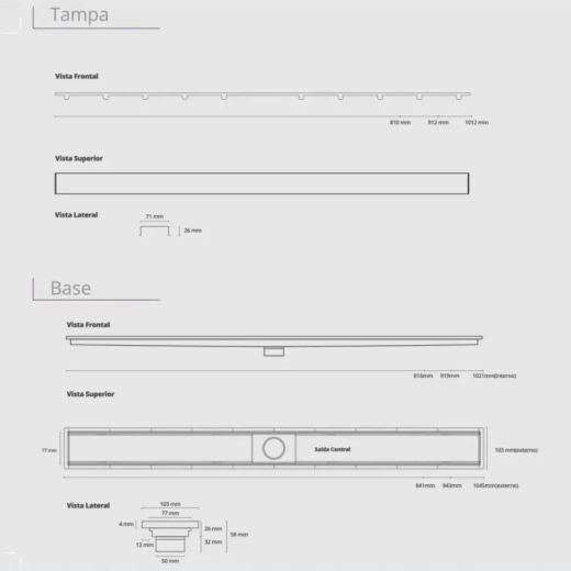 Ralo Linear 116 Royal Tampa Inox Seco 80cm