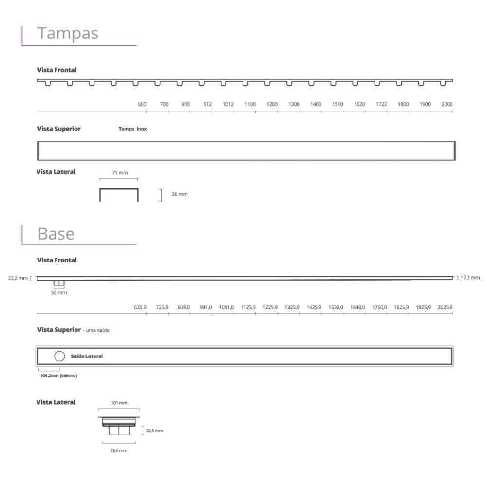 Ralo Linear 276 Multimaster Line Tampa Inox 90 cm 