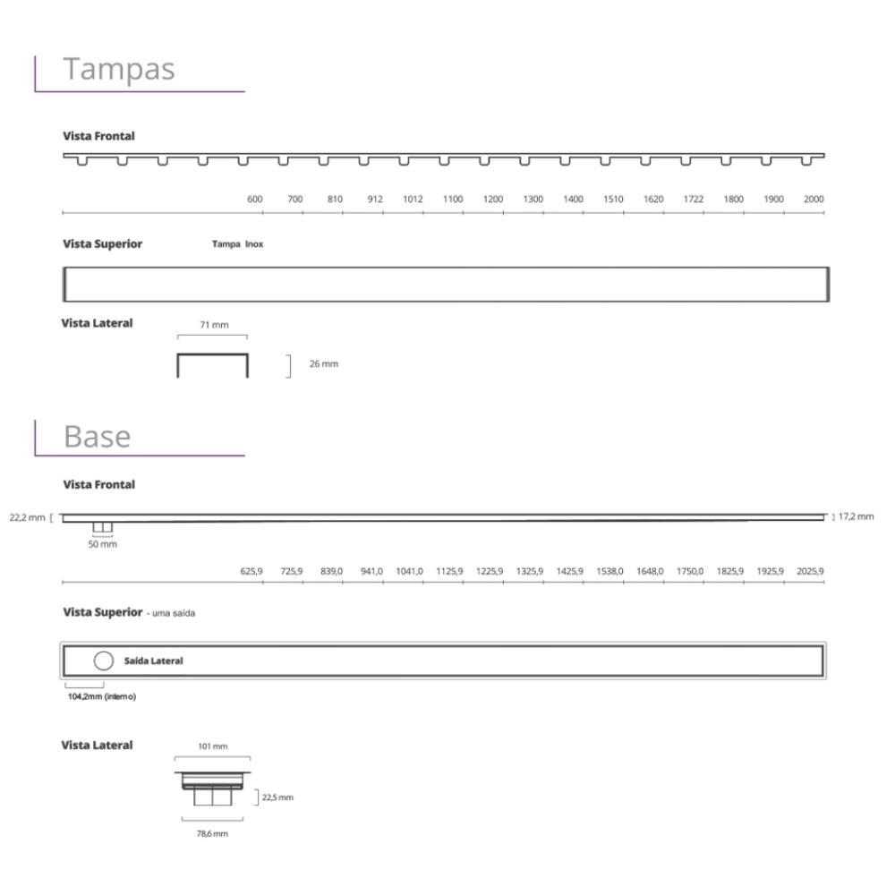 Ralo Linear 277 Multimaster Tampa Inox 100 cm 