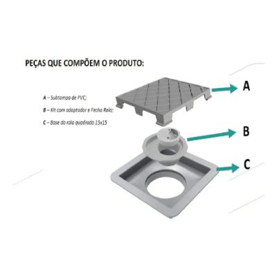 Ralo Linear 4665 Novii Quadrado Tampa Oculta 15x15cm Ralo Linear 4665 Novii Quadrado Tampa Oculta 15x15cm
