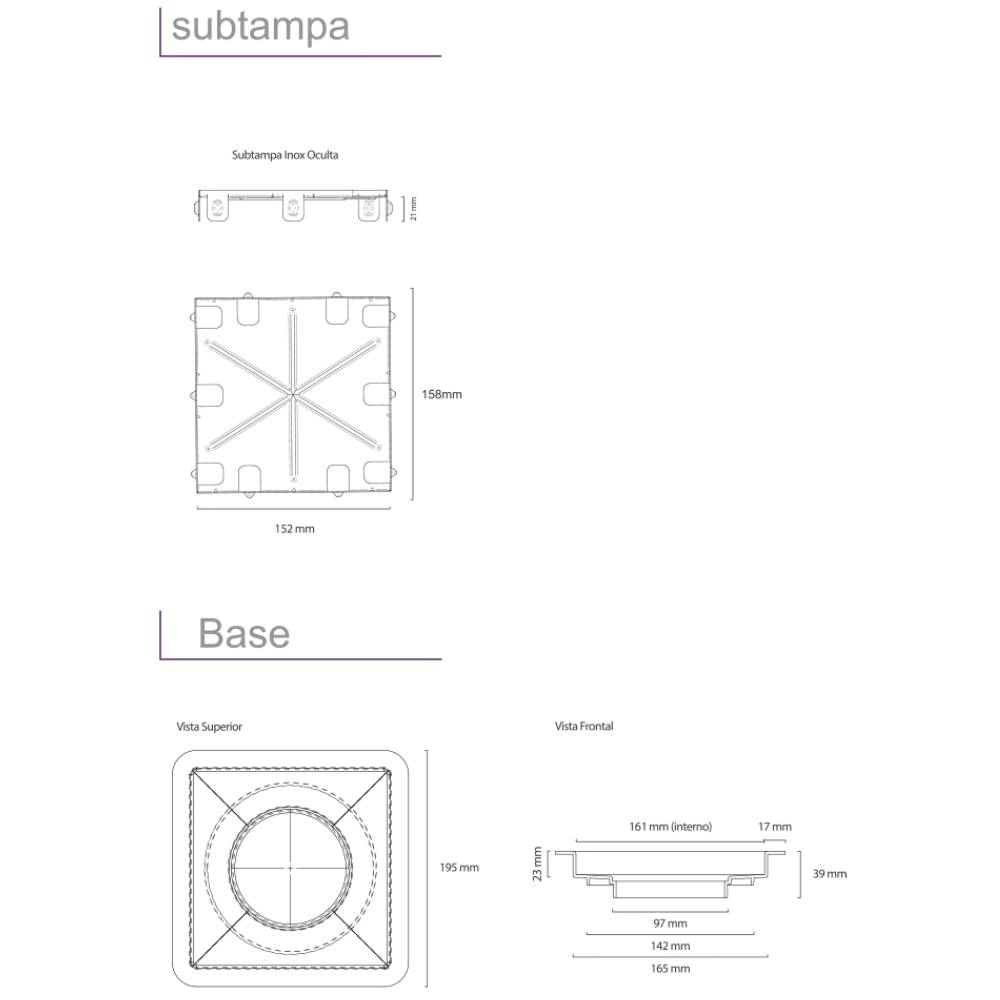 Ralo Linear Square Tampa Inox 15 cm 210 