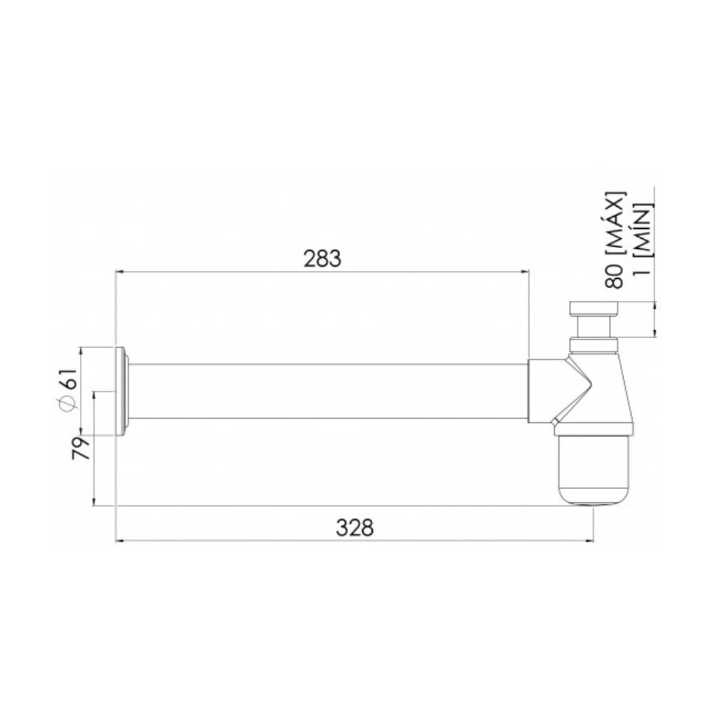 Sifão Lavatório Regulável 1X1.1/2 Tubo Saída 30cm Cromado Esteves VSM080CWG