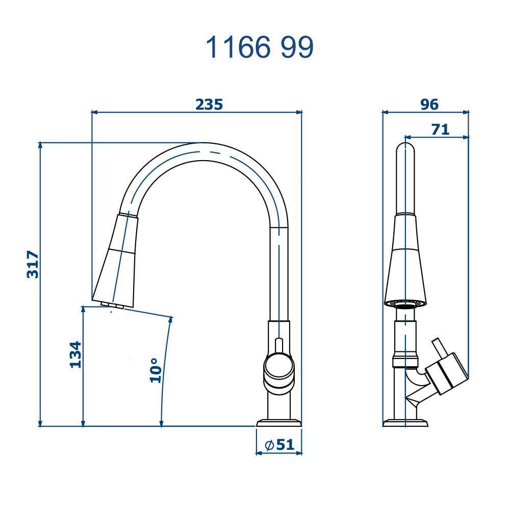 Torneira de Mesa Cozinha Flex Fani 1166 BK99