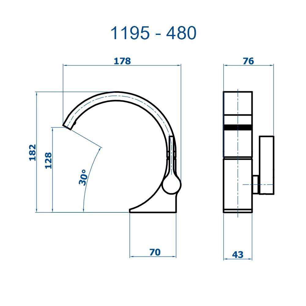 Torneira de Mesa Elo Bica Alta Fani1195-480 BK