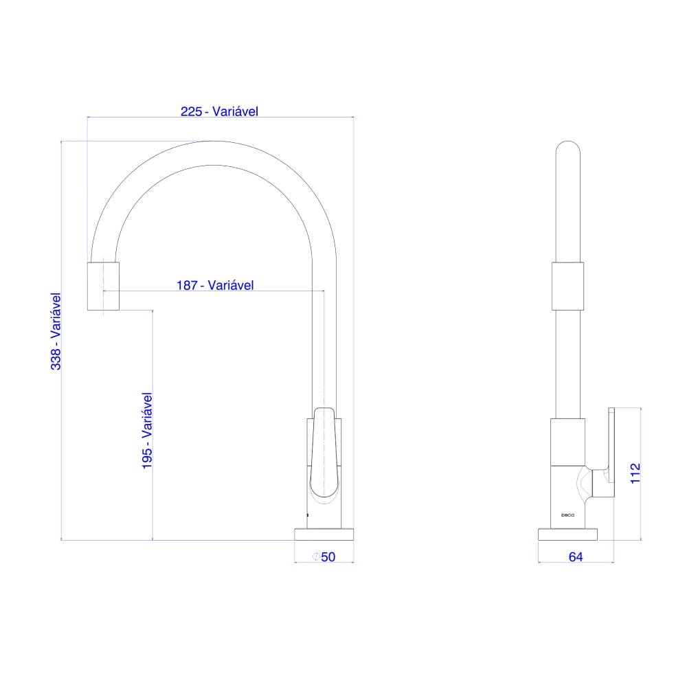 Torneira de Mesa para Cozinha com Bica Flexível Deca Motion CR FD 1167.C23.PT
