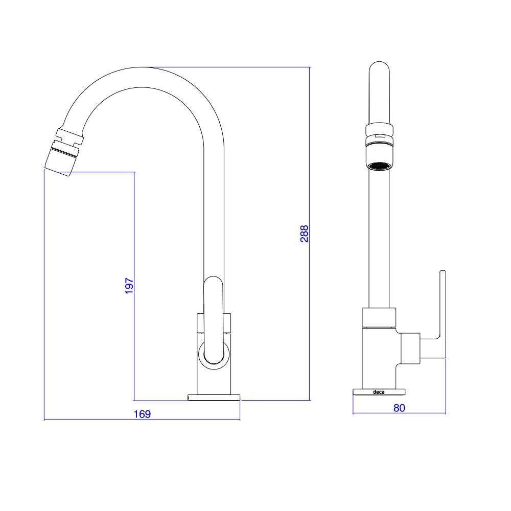 Torneira de Mesa para Cozinha com Bica Móvel Deca Flex Plus 1167.C21