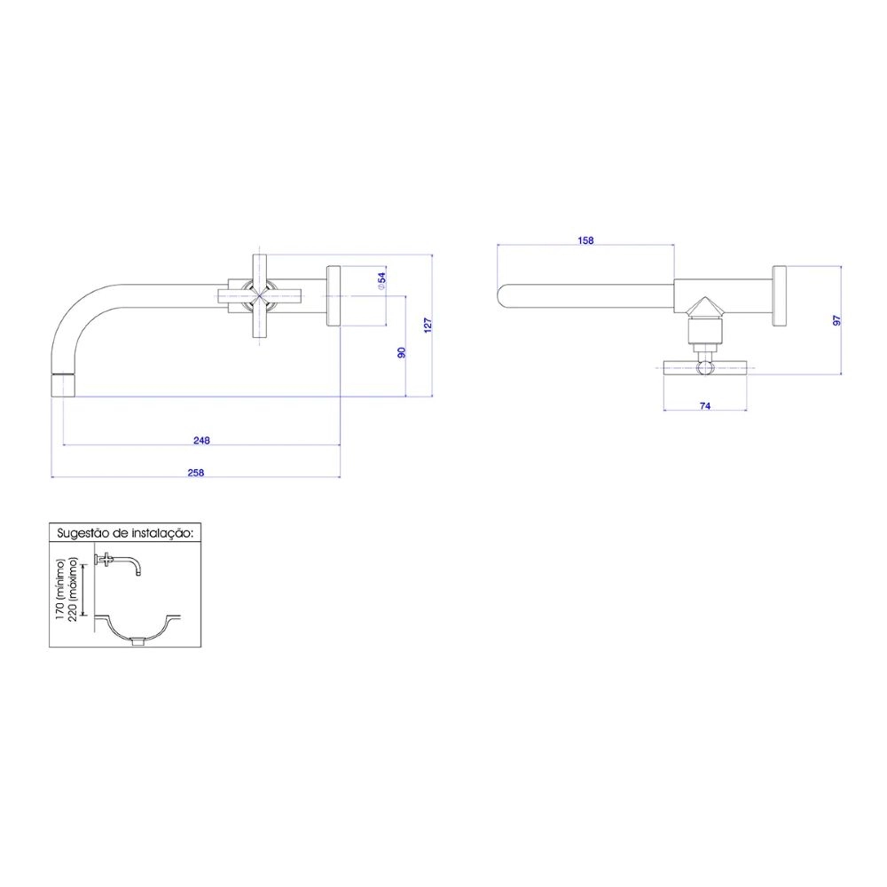 Torneira de Parede para Lavatório Deca Duna Clássica 1178.C64