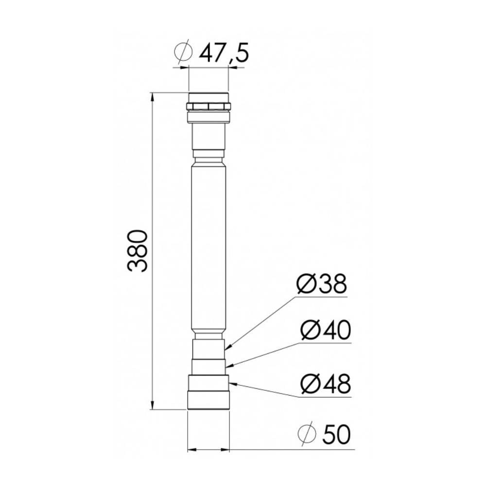 Tubo Extensível 7/8-1.1/41.1/2X40/50Mm Porca Metal Cromado Esteves VLP400WWG