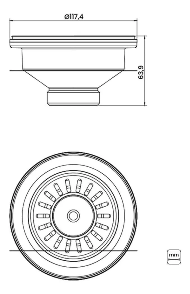 Válvula Tramontina Econômica 4 1/2" sem Escape em Aço Inox Polido e Polipropileno para Pias e Cubas